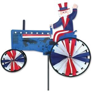 Patriotic American Flag Uncle Sam on a Tractor 21" Garden Spinner Kites Sun Tex
